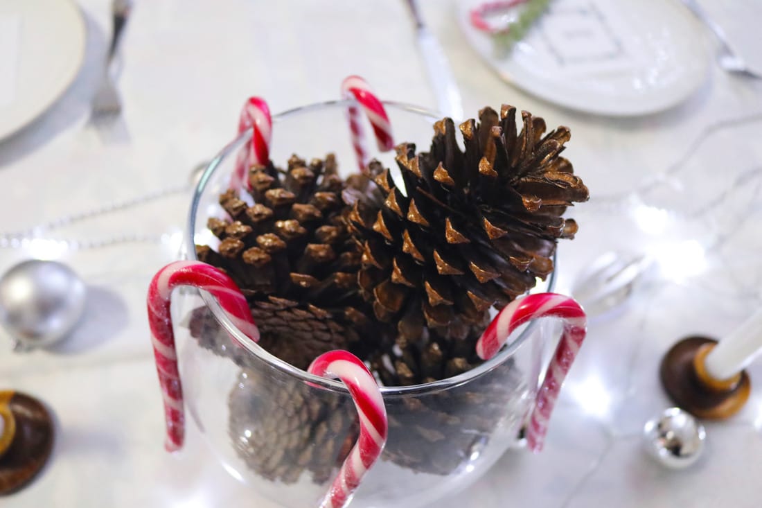 My Violet Delights Christmas Decor Dinner Pinecones Candy Canes